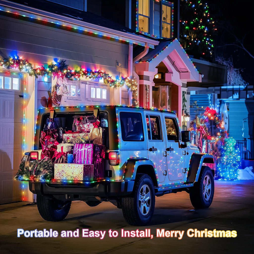 JMEXSUSS 2 Pack Battery Operated String Lights Outdoor with 8 Modes | Total 200 LED 66ft Battery Powered Rope Lights with Remote &Timer, Camping Lights for Trampoline Camping Decor (Multicolor)