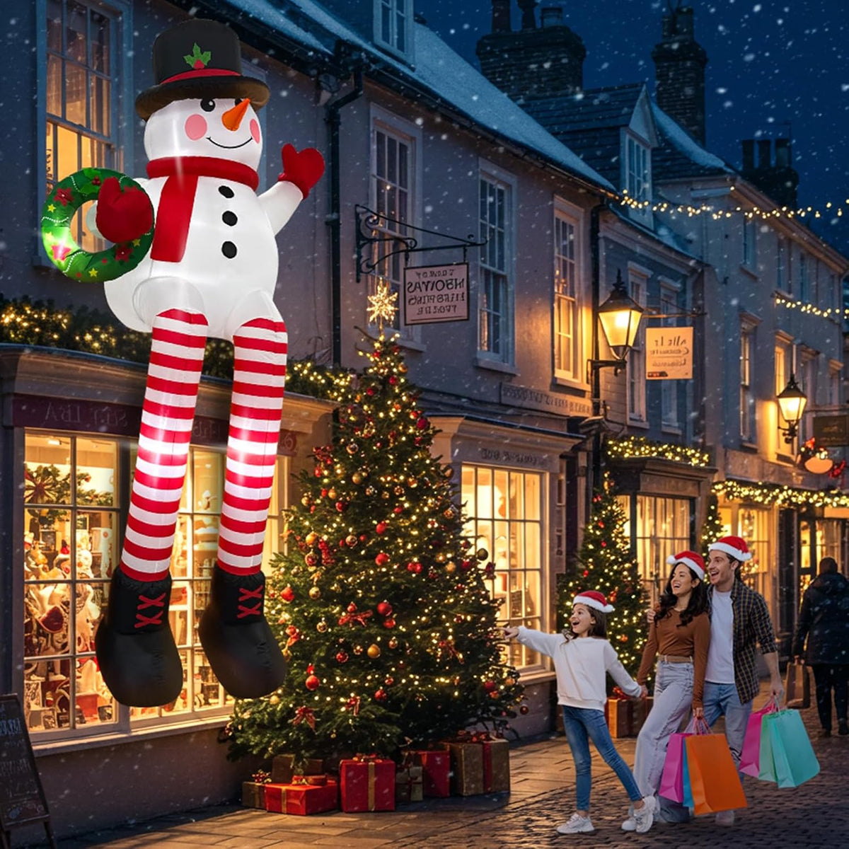 ourwarm 10ft giant christmas inflatables, sitting inflatable snowman, package contents