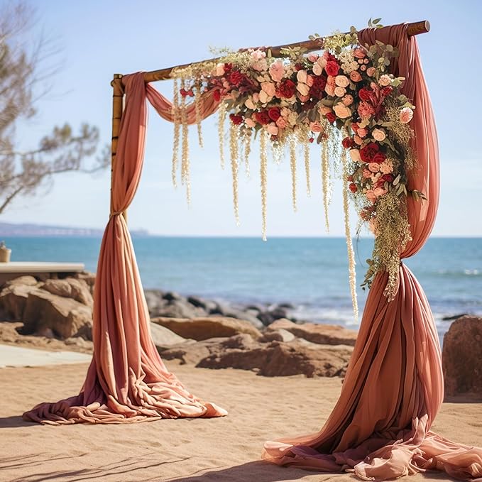 Wedding Arch Draping Fabric, 2 Panels 28" x 19Ft Terracotta Wedding Arch Drapes Sheer Backdrop Curtain for Wedding Ceremony Party Ceiling Decor