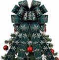 Christmas Tree Topper Bow,48''x 13'' Large Velvet Christmas Wreath Bows Xmas Ornaments with Long Streamer Wired Edge Ribbon for Christmas Decoration (Green)