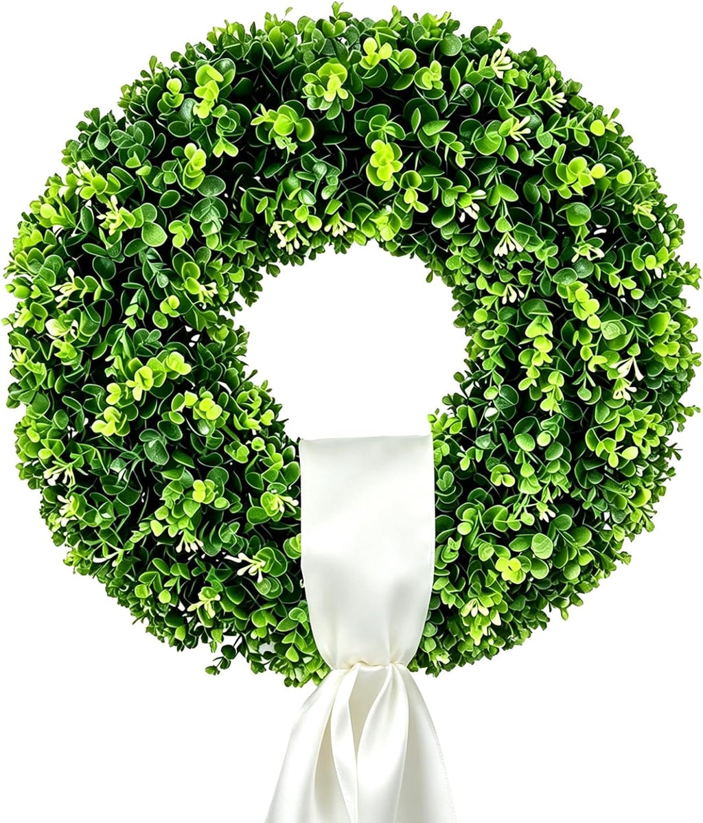 cleangor artificial boxwood wreaths for front door, main product view