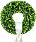 cleangor artificial boxwood wreaths for front door, main product view