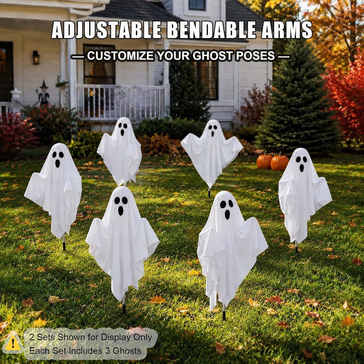 halloween ghost decorations outdoor solar powered yard pathway on a desk or shelf