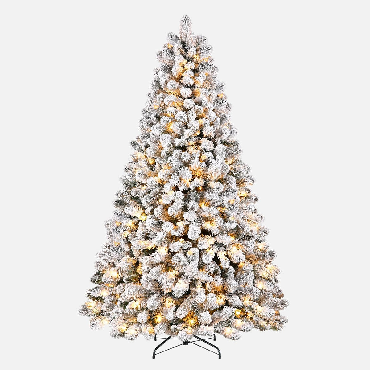 shareconn 7ft snow flocked spruce pre-lit artificial christmas on a desk or shelf