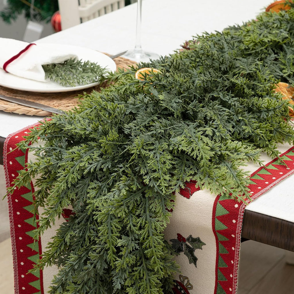 tasruwat deluxe 9 ft artificial christmas cedar garland, front angle view
