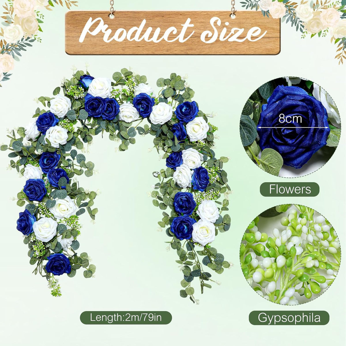 Riceshoot 4 Pcs 26 ft Artificial Eucalyptus Vines Garland with Flowers Faux F...