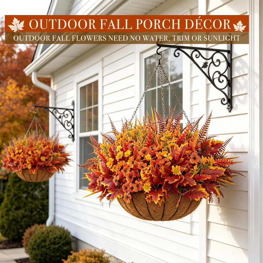 24 bundles 6 styles artificial fall flowers plants, side view