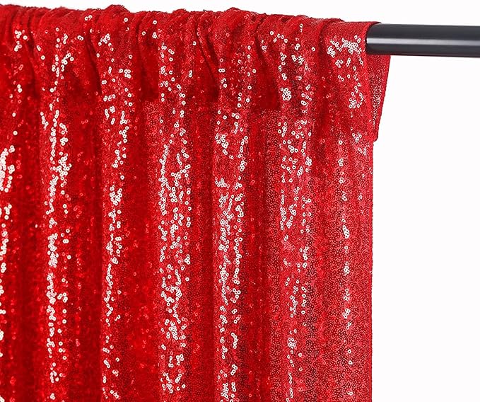 JYFLZQ Red Sequin Backdrop Curtains 6ft x 8ft 1 Panel Glitter Photo Booth Backdrops Sparkly Photography Background Drapes for Parties Wedding Bridal Showers