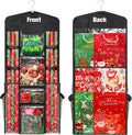 Wrapping Paper Organizer Storage, AHIER Hanging Double-Sided Gift Bag Storage Organizer with Multiple PVC Clear Pockets for Festival Christmas Wrapping Paper Storage(40"x17")