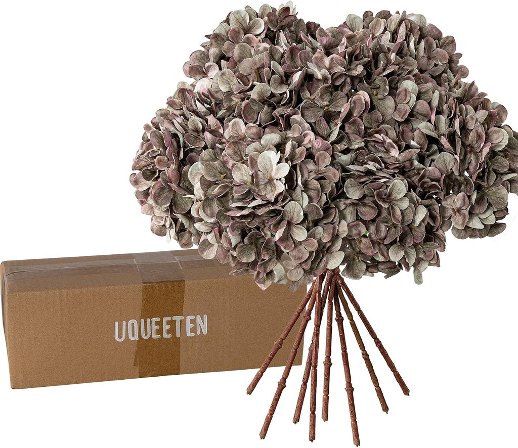 artificial flower fake silk hydrangea heads bouquet with on a desk or shelf