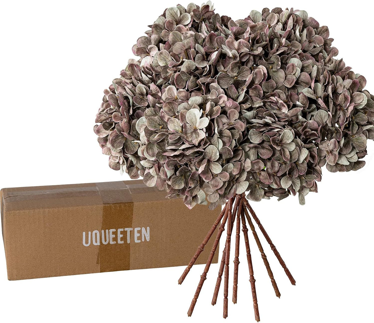 artificial flower fake silk hydrangea heads bouquet with on a desk or shelf