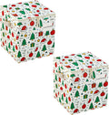 VENO 2 Pack Christmas Ornament Storage Box, Holiday Ornament Organizer with Adjustable Dividers, Sturdy Storage Containers for 64 Ornaments, Zippered Lid & Handles, 3" Cube (Jingle Mix)