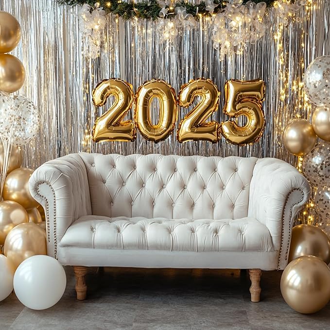 ParyWoo Silver Streamers 3pcs Tinsel Backdrop 8.2FT Metallic Tinsel Foil Fringe Streamer Curtains Party Photo Booth Backdrop for Graduation Baby Shower Bachelorette Wedding Disco Party Decorations