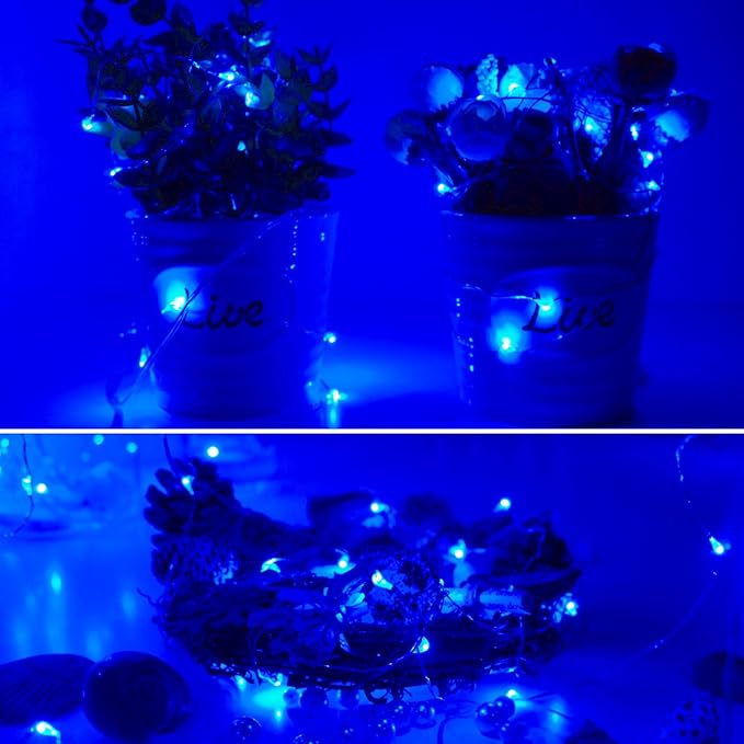 Twinkle Fairy Lights Battery Powered 3 Modes with Timer Firefly Lights 20 LED on 7.2feet Silvery Copper Wire for DIY Wedding Party Christmas Halloween Centerpiece Decorations 15 Pack (Blue)