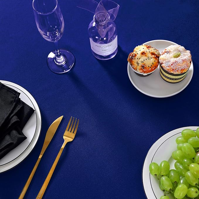 132 inch Round Tablecloth Washable Polyester Table Cloth Decorative Table Cover for Wedding Party Dining Banquet（132 inch,Royal Blue）