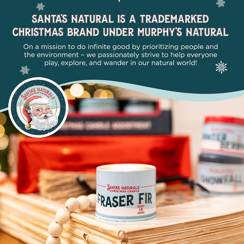 Santa's Naturals Fraser Fir Mini Christmas Candles, 3.5 oz (Pack of 3) | Soy & beeswax blend candles with fresh fir, cedar & cypress scent; up to 14-hour burn time each