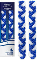 Jerusalem Candles Havdalah Candle - Braided Blue and White - Flat Havdallah Candles - 2 Pack