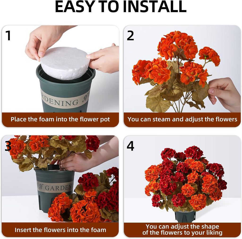geraniums fall flowers artificial flowers for outdoors autumn on a desk or shelf