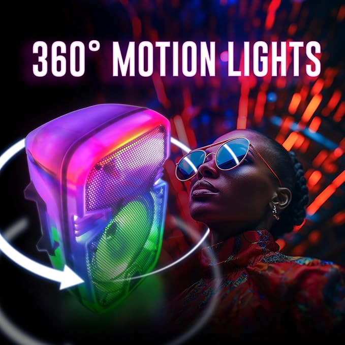 Crystal Clear Sound, Bright Party Lights, Portable & Easy to Use | 8" Rechargeable Bluetooth PA Karaoke Loud Party Speaker, 5-Hour Playtime | TWS, USB, TF, AUX, FM Radio | QFX | TMS-853