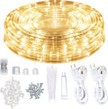SURNIE LED Rope Lights Outdoor Warm White, Waterproof 50FT Cuttable 3000K Lighting Indoor 110V Connectable Flexible Electric Lights for Christmas Trees Bedroom Outside Patio Decor, Not Flat Strip