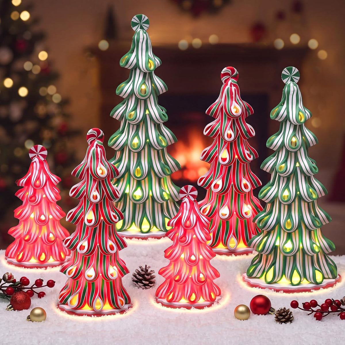 geetery 6 pcs christmas candy tree lighted tabletop, main product view