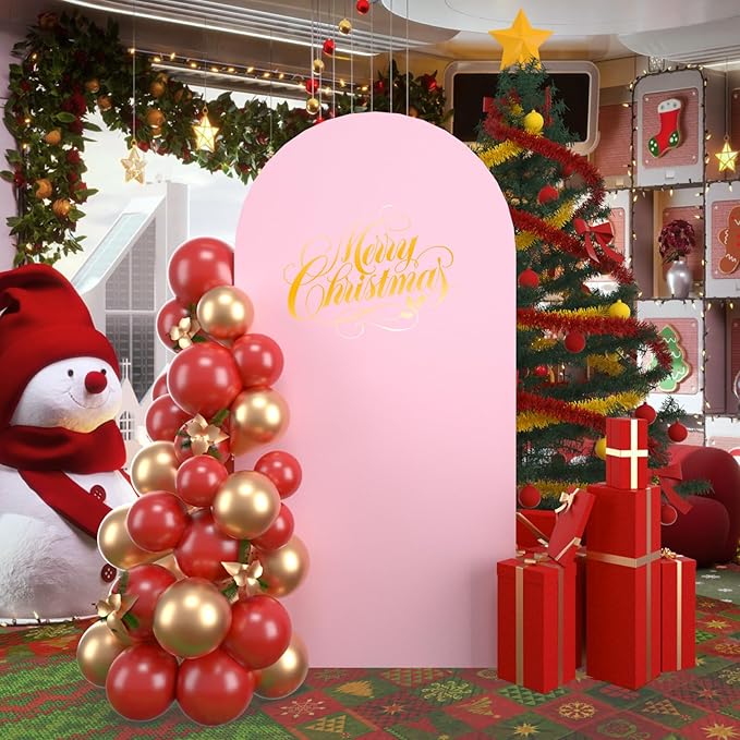 bricia Wedding Arch Backdrop Stand Cover, 7.2FT Double Sided Stretchy Arch Cover Fitted Wedding Birthday Party Banquet Decoration (Pink 86.4''Lx48''W)