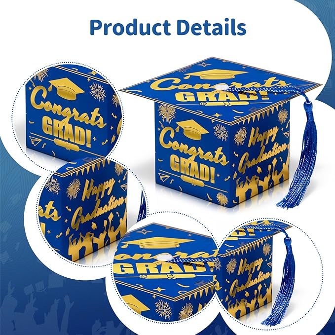 COTOPHER 36 Pack Mini Graduation Cap Gift Boxes, Class of 2025 Graduation Candy Boxes with Tassel, Small Treat Chocolate Box Centerpieces for Tables Party Decorations Graduate Favors Supplies