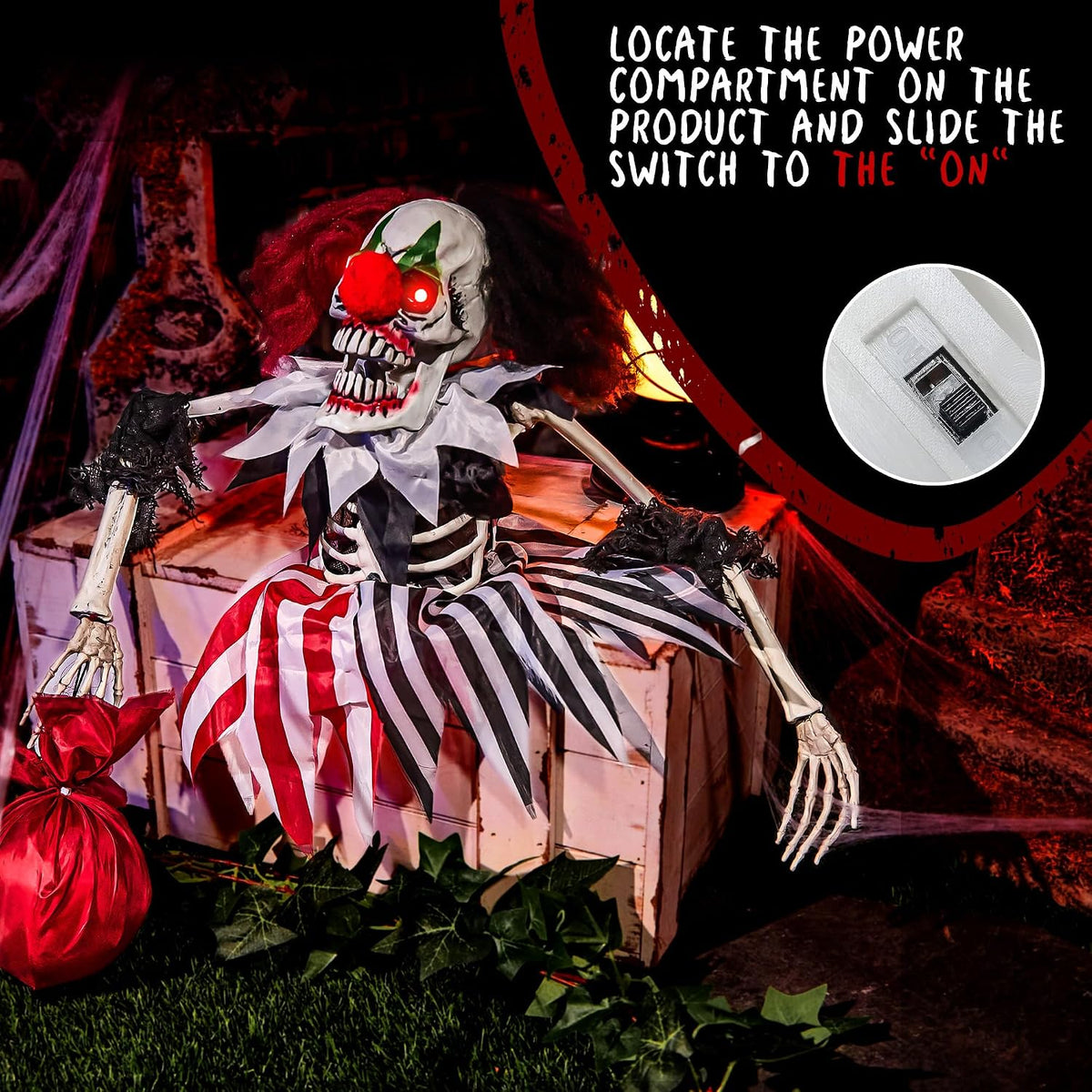 Halloween Animatronics Hanging Clown - Animated Scary Talking Decoration with...