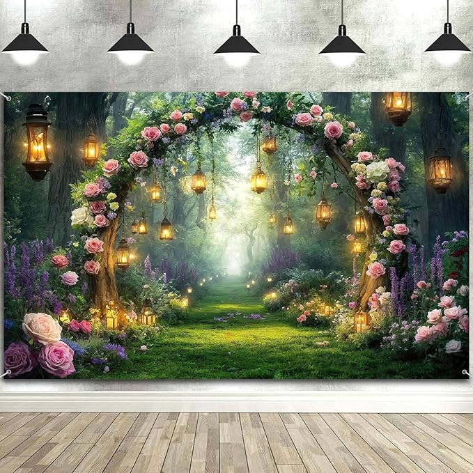 8x6ft Purple Flower Wedding Photography Backdrop Lavender Floral Wedding Bridal Photography Backdrop Anniversary Birthday Baby Shower Girl Party Banner Photo Booth Props Background Wall Decor