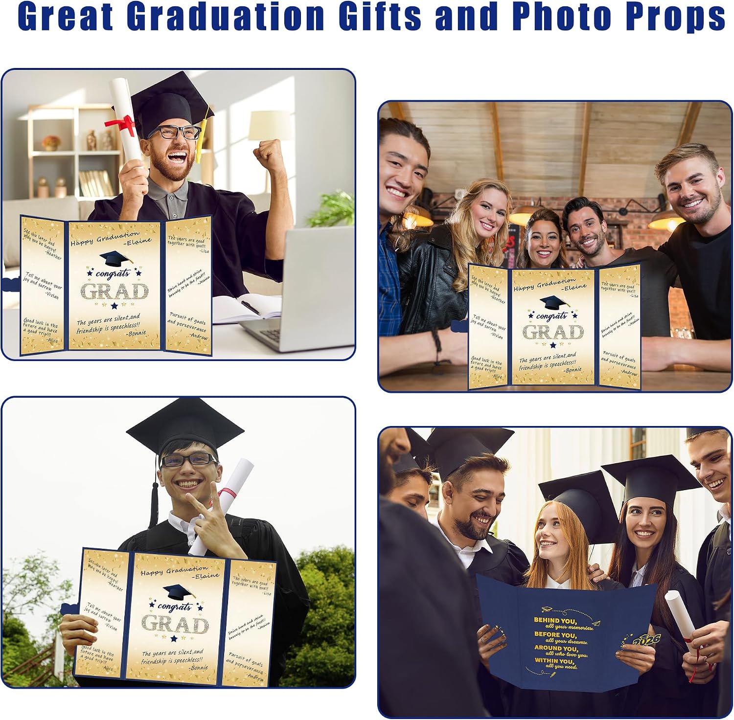 Vlipoeasn 2026 Graduation Guest Book Alternative, Blue Gold Class of 2026 Graduation Party Decorations, Graduation Signature Book for 2026 College High School, Unique Graduation Gifts for Friends