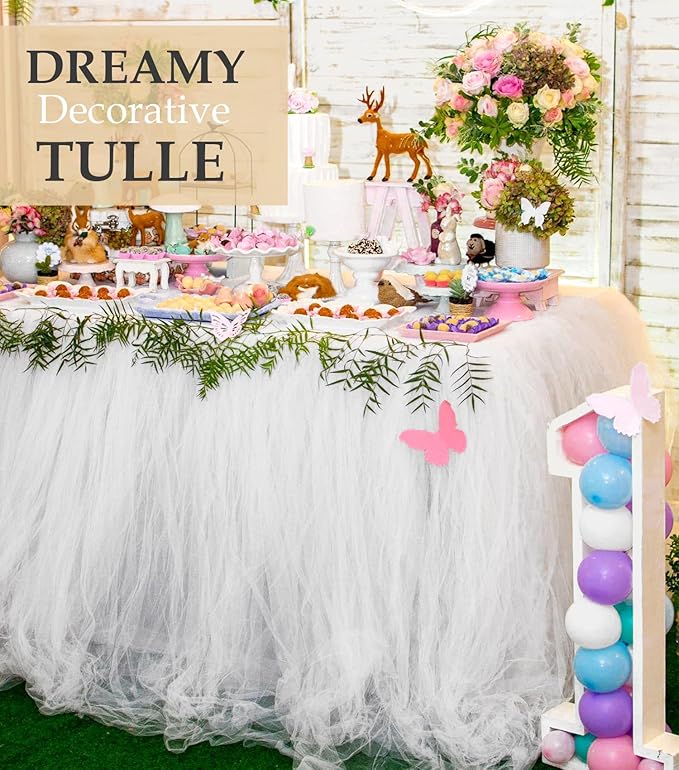 Tulle Fabric Roll, 54" x 10 Yards (30FT) Tulle for Wedding Decorations Tutu Party Backdrop Baby Shower Table Skirts Christmas Gift Wrapping (Antique Gold)