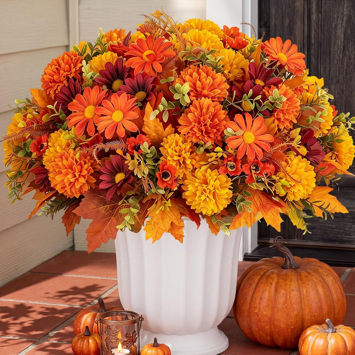 blosmon faux mums for outdoor planters: realistic fall, main product view