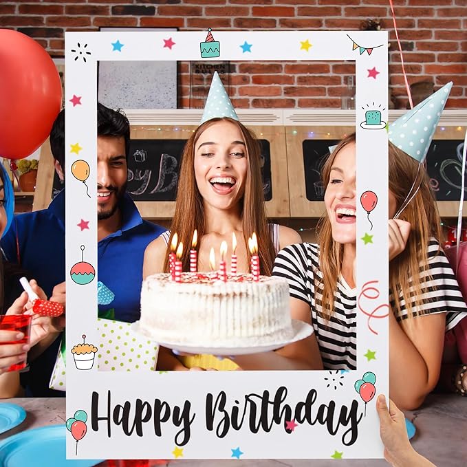 32 x 24 Inch Large Blank DIY Photo Booth Props Picture Frame Party Frame DIY Photo Booth Props Selfie for Birthday, Graduation, Christmas Holiday Party (White,Vertical)