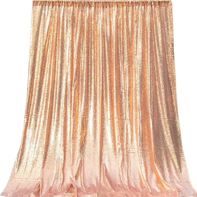 JYFLZQ Rose Gold Sequin Backdrop Curtains 10ft x 10ft 1 Panel Glitter Photo Booth Backdrops Sparkly Photography Background Drapes for Parties Wedding Bridal Showers…