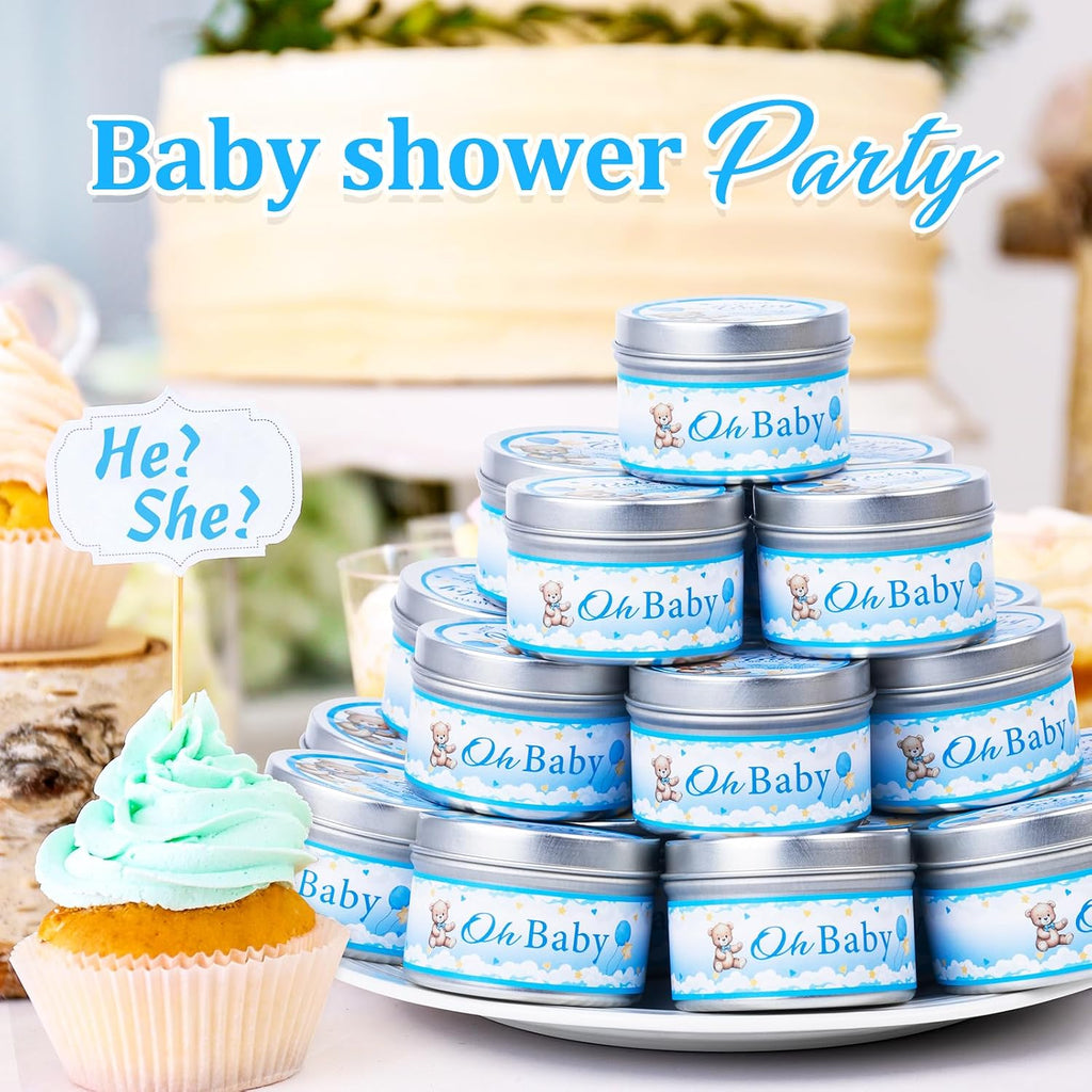 VISCOO 30 Pack Baby Shower Party Favors Candles Lavender Scented, Baby Shower Favors for Guests Prizes, Girl Boy Gender Reveal Party Gifts Decorations (1.2 Oz, Blue)