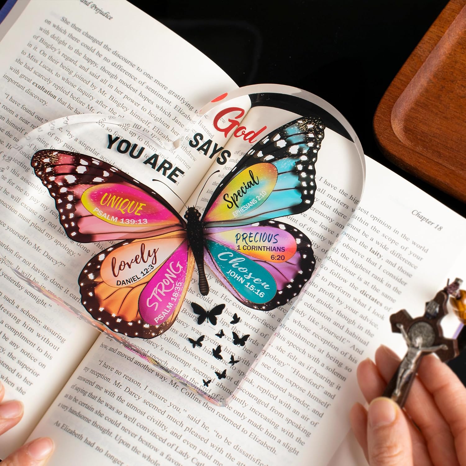 Christian Gifts for Women Birthday, Butterfly Inspirational Gifts for Mom, Sister, Coworker, Catholic Female, Friends, Girl, Religious Spiritual Gift, Home Office Desk Decor Sign