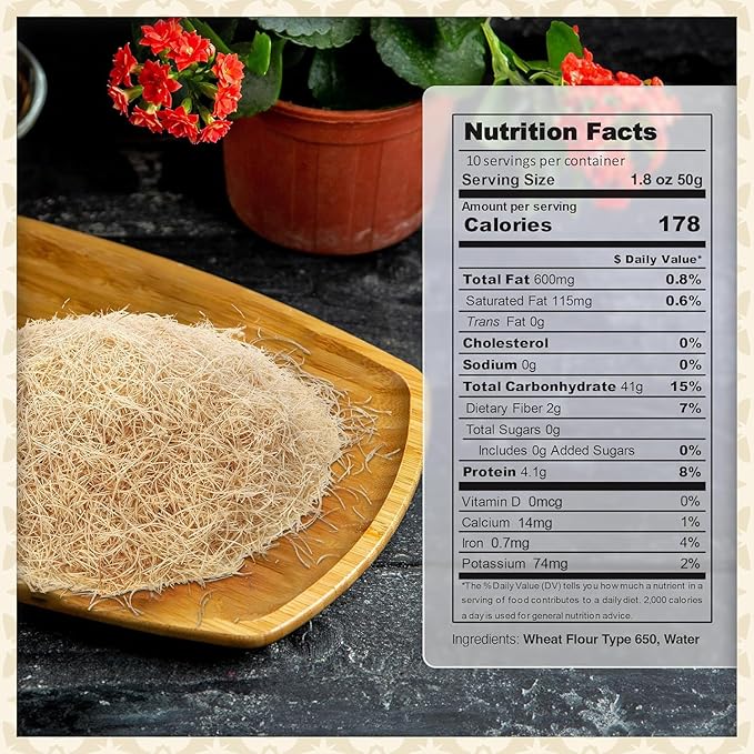 Eastanbul Dried & Chopped Kataifi Shredded Fillo Dough, Kurutulmus Kadayif Pastry Dough, Ingredient for The Viral Dubai Pistachio Chocolate Bar, Shredded Phyllo, Kunafa, Knafeh, Katifi, 500g (1.1lb)
