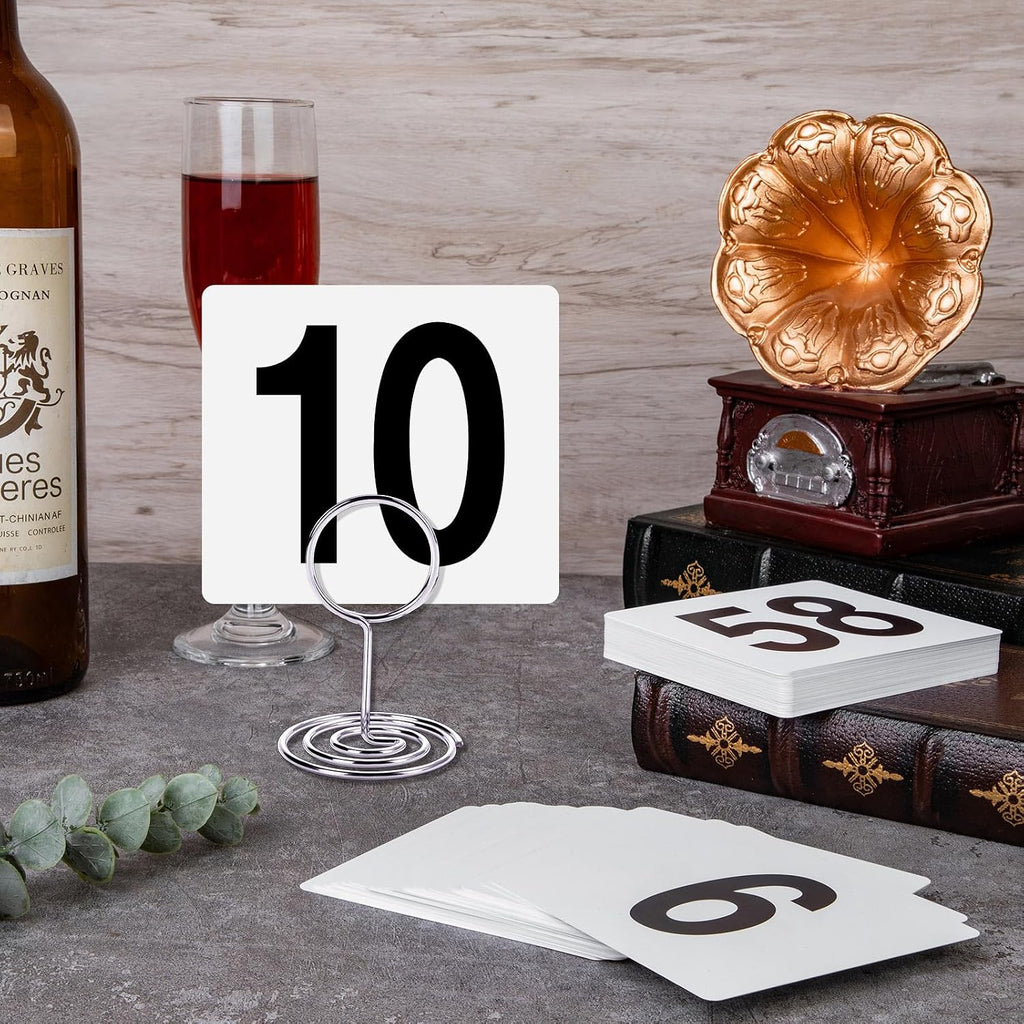 100 Pcs Table Numbers 1-100, Plastic Double Sided Table Number Cards, 4x3.7 Inch Number Signs for Wedding, Restaurant, Reception, Party, Anniversary, Event