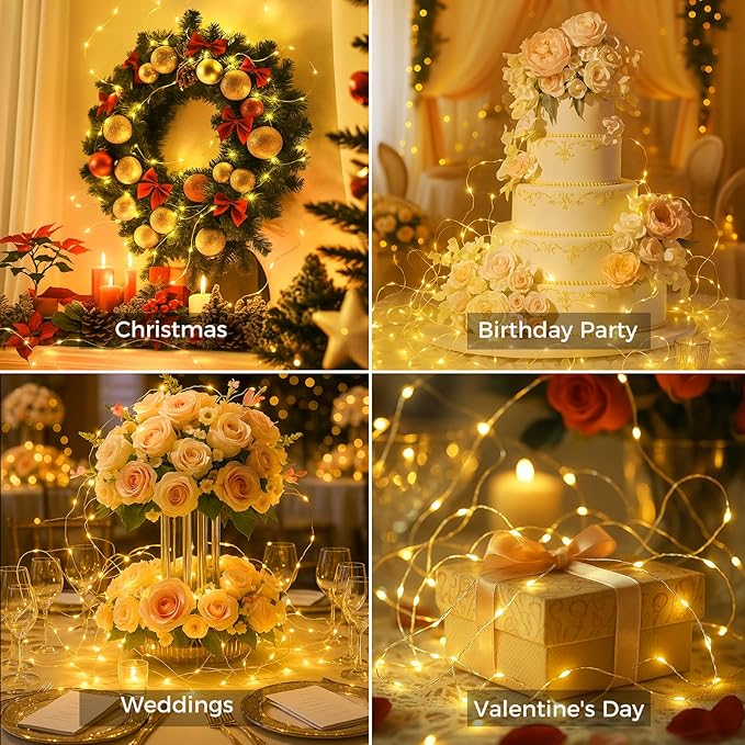 24 Pack Fairy Lights with Timer Battery Operated, 3 Modes 7ft Mini Waterproof Twinkle Lights, 20 LED Bulk String Light for Mason Jar Christmas Decoration Wedding Table Centerpieces,Warm White