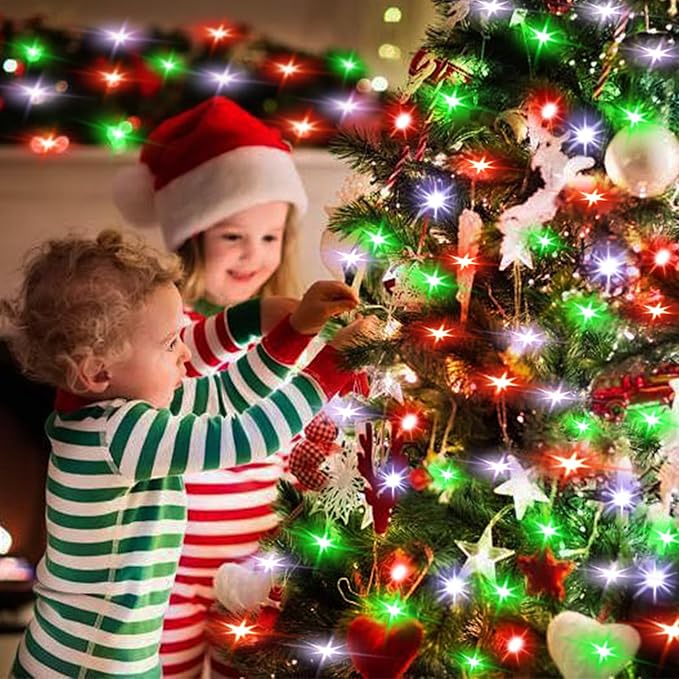 ZNYCYE 6 Pack Fairy Lights Battery Operated, 8.2 Ft 50 LED With Timer, 8 Modes Christmas Lights, Waterproof for Indoor Wedding Decorations (Red Green White)