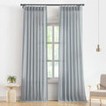 Vision Home Blue Fog Pinch Pleated Semi Sheer Curtains Textured Linen Blended Light Filtering Window Curtains 102 inch for Living Room Bedroom Pinch Pleat Drapes with Hooks 2 Panels 40" Wx102 L