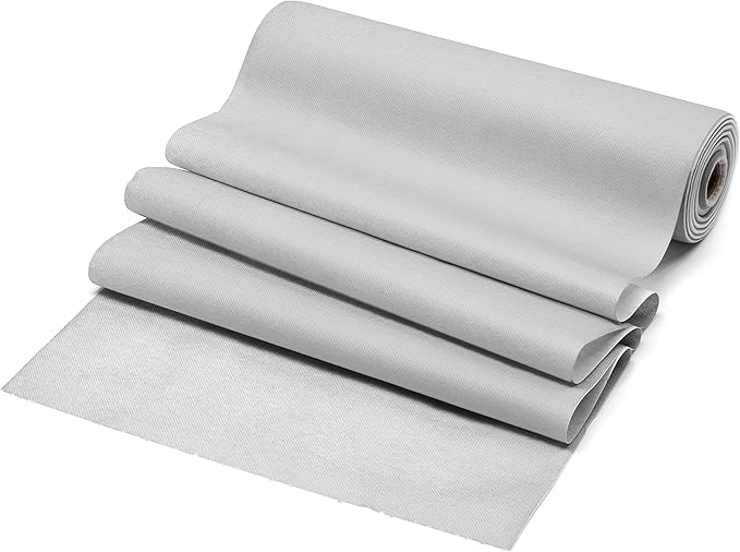 American Homestead Paper Table Runner Roll - 78 ft. Disposable Linen-Like Table Cover Roll - 20 Perforated Table Runners (16" x 48") for Parties, Weddings, and Events - Silver Gray