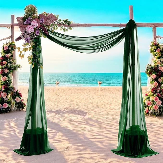 MDS Halloween Chiffon Draping Fabric - 1 Panel, 30" Wide x 20ft Long - Sheer Spooky Arbor & Canopy Drapery for Haunted House Backdrops, Party Ceilings, DIY Costumes & Themed Events - Hunter Green