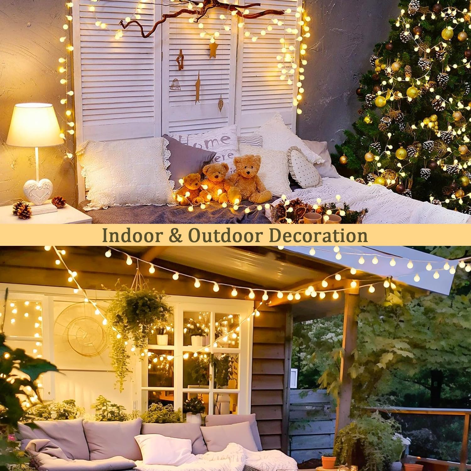 JMEXSUSS 100 LED Globe String Lights Indoor Bedroom, 33ft Classroom Lights | Connectable Warm White Christmas Lights Plug in with Remote, 8 Modes Hanging Fairy Lights Outdoor for Room Party Spring Home