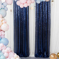 ShinyBeauty Sparkle Backdrop Curtain Navy Blue 2 Panels Set Sequin Photo Backdrop 2FTx8FT Sequin Backdrop Curtain Pack of 2-1220S