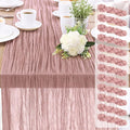 12-Pack Dusty Pink Cheesecloth Table Runners – 10FT (35x120 Inch) Boho Rustic Gauze Fabric Cheese Cloth Table Runner for Weddings, Baby Showers, Bridal Shower, Farmhouse & Birthday Party Decor