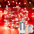 1 Pack 32.8 Ft. Battery Operated Outdoor String Lights with Remote & Timer, LED Red Fairy Lights, Waterproof Twinkle Lights for Bedroom, Dorm, Mason Jar, Wedding, Party, Christmas