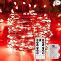 2 Pack 32.8 Ft. Battery Operated Outdoor String Lights with Remote & Timer, LED Red Fairy Lights, Waterproof Twinkle Lights for Bedroom, Dorm, Mason Jar, Wedding, Party, Christmas