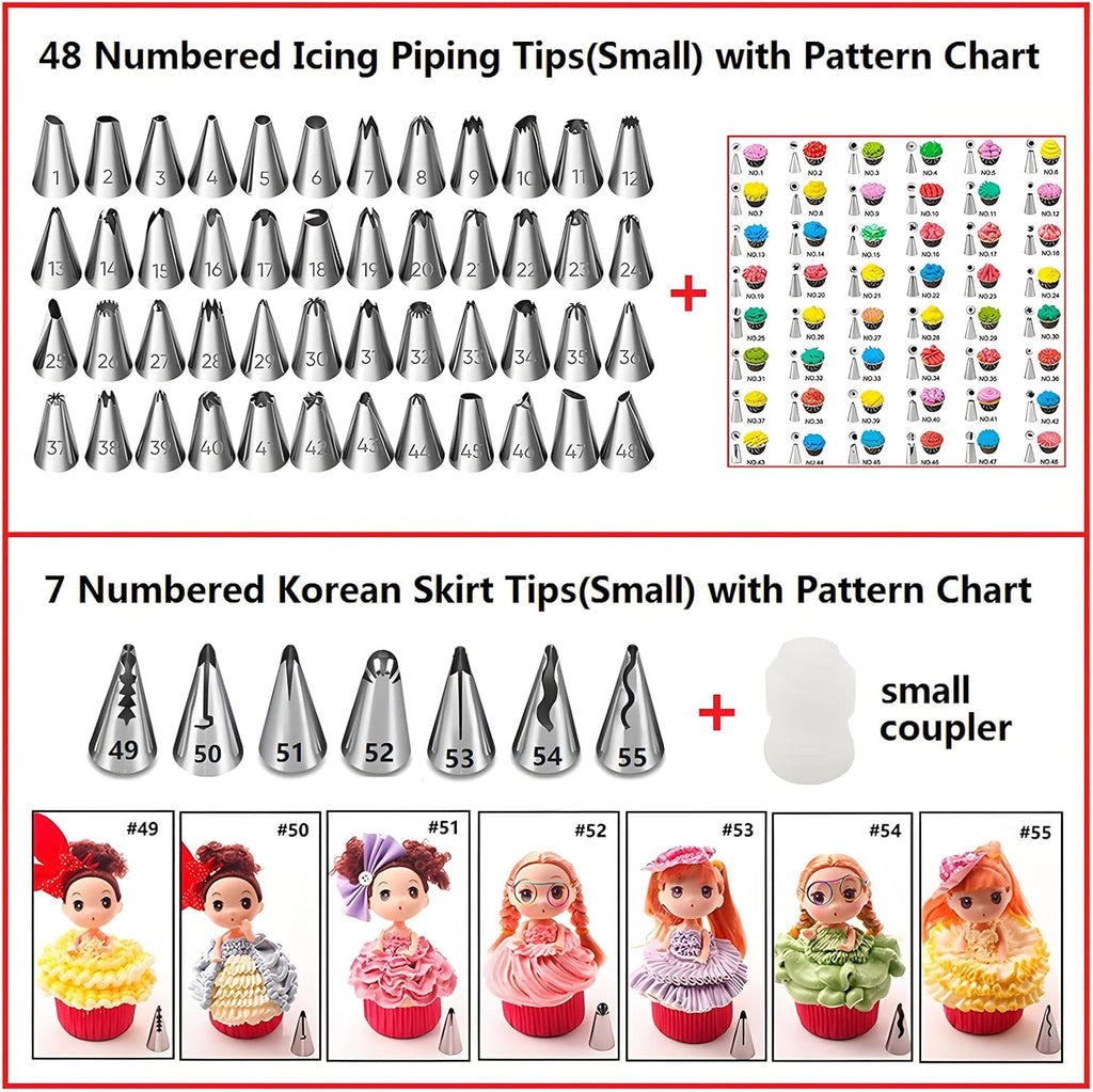 ANSLYQA Cake Decorating Kit, 393 Pcs Baking Tools | Aluminium Cake Turntable, Leveler, 55 Numbered Icing+Skirt Tips, 2 Spatulas, 100 Pastry Bags, 150 Cupcake Liners & More