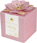 FEIYI 20 PCS Favor Boxes, 3 In 1 Dusty Rose Candy Boxes with Floral Decor, White Thank You Tags Gold Foil Print Gift wrapping for Wedding, Baby Shower, Birthday, Decorations Party - 2.55x2.55x2.55